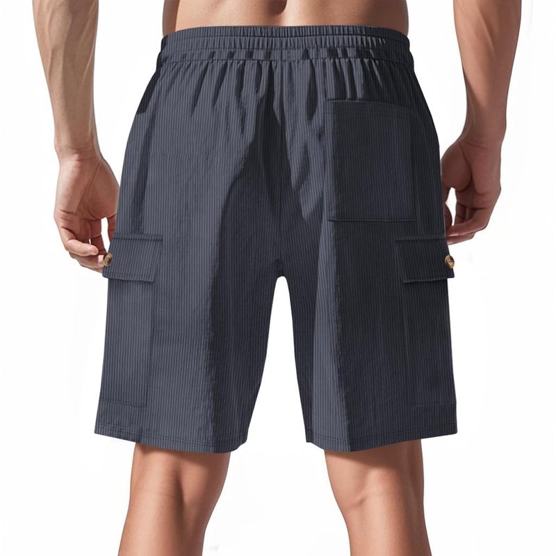ZOCANIA Mens Corduroy Shorts Elastic Waistband Drawstring Casual Summer Short Pants Jogging Gym Short with Pockets Navy Blue