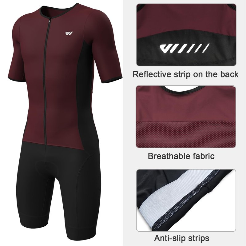 Logas Men‘s Triathlon Suit Trisuit Race Skinsuit Cycling Speed Suit Swimskin Bike Swim Run