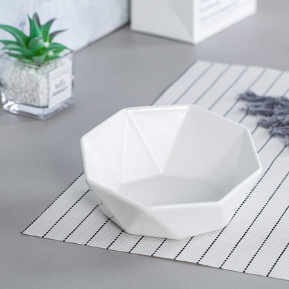 White Ceramic Tilted Cat Dog Bowl Cat Food Water Bowl Dish Pet Comfort Feeding Bowls