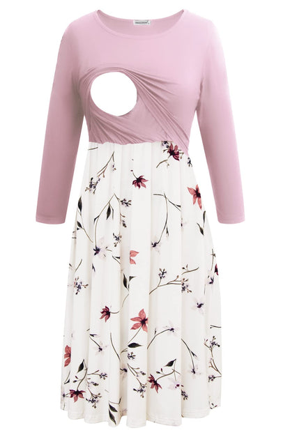 Smallshow Nursing Dresses 3/4 Sleeve Maternity Breastfeeding Dress for Women SVP033 M