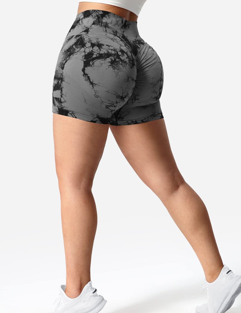VOYJOY Women Workout Shorts 3.6" Scrunch Butt Lifting Gym Seamless Yoga Biker Shorts Black