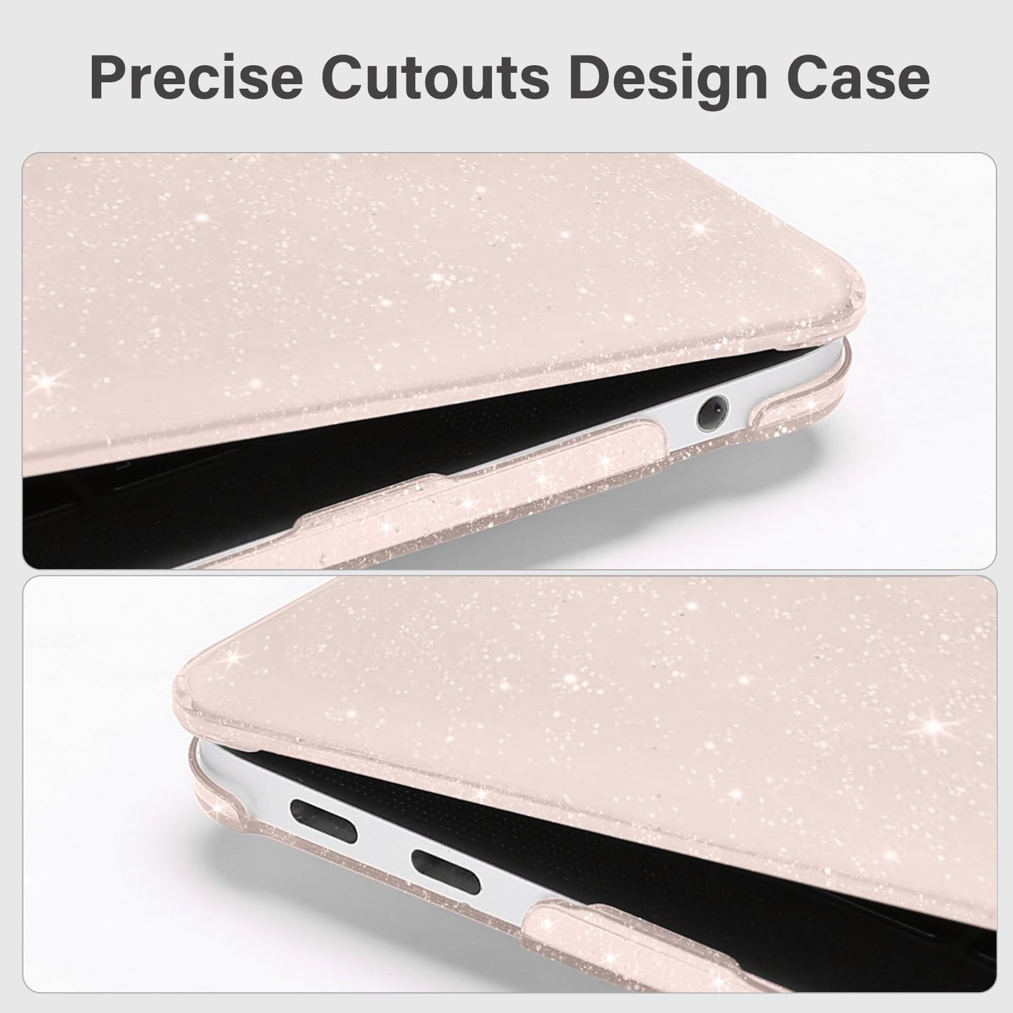 MOSISO Compatible with MacBook Air 13 inch Case M1 2021 2020-2018 A2337 A2179 A1932, Sparkly Glitter Hard Shell for MacBook Air M1 Case 13.3 inch &Keyboard Cover&Screen Protector&Pouch, Chalk Pink