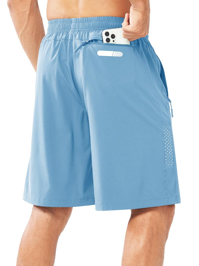 NORTHYARD Men's Athletic Running Shorts Gym Workout 7"/9"/5" Quick Dry Lightweight Sports Basketball Tennis 3 Zipper Pockets SKYBLUE-9inch XL