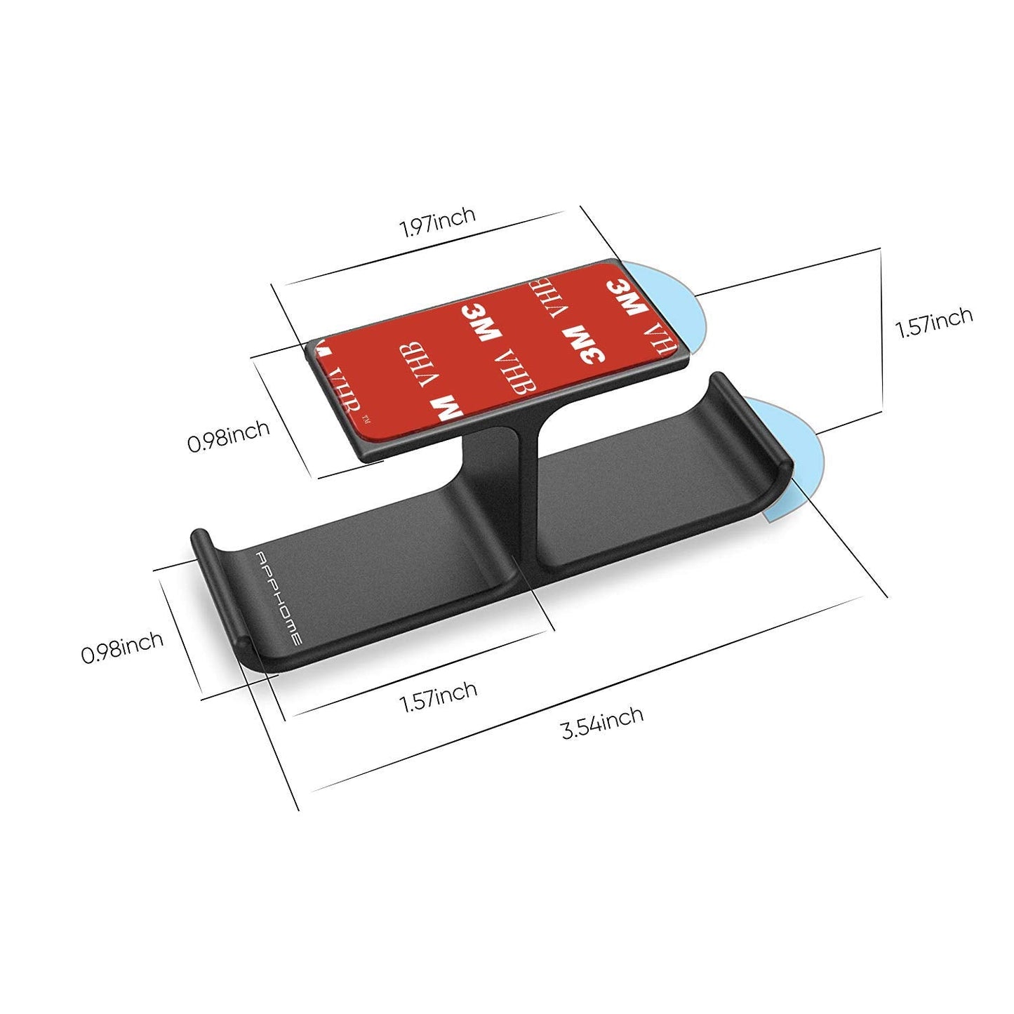 APPHOME Headphone Hanger Stand Under Desk Hook Aluminum Stick-On Adhesive Dual Headsets Holder Mount PC Gaming Accessories for All Headphones