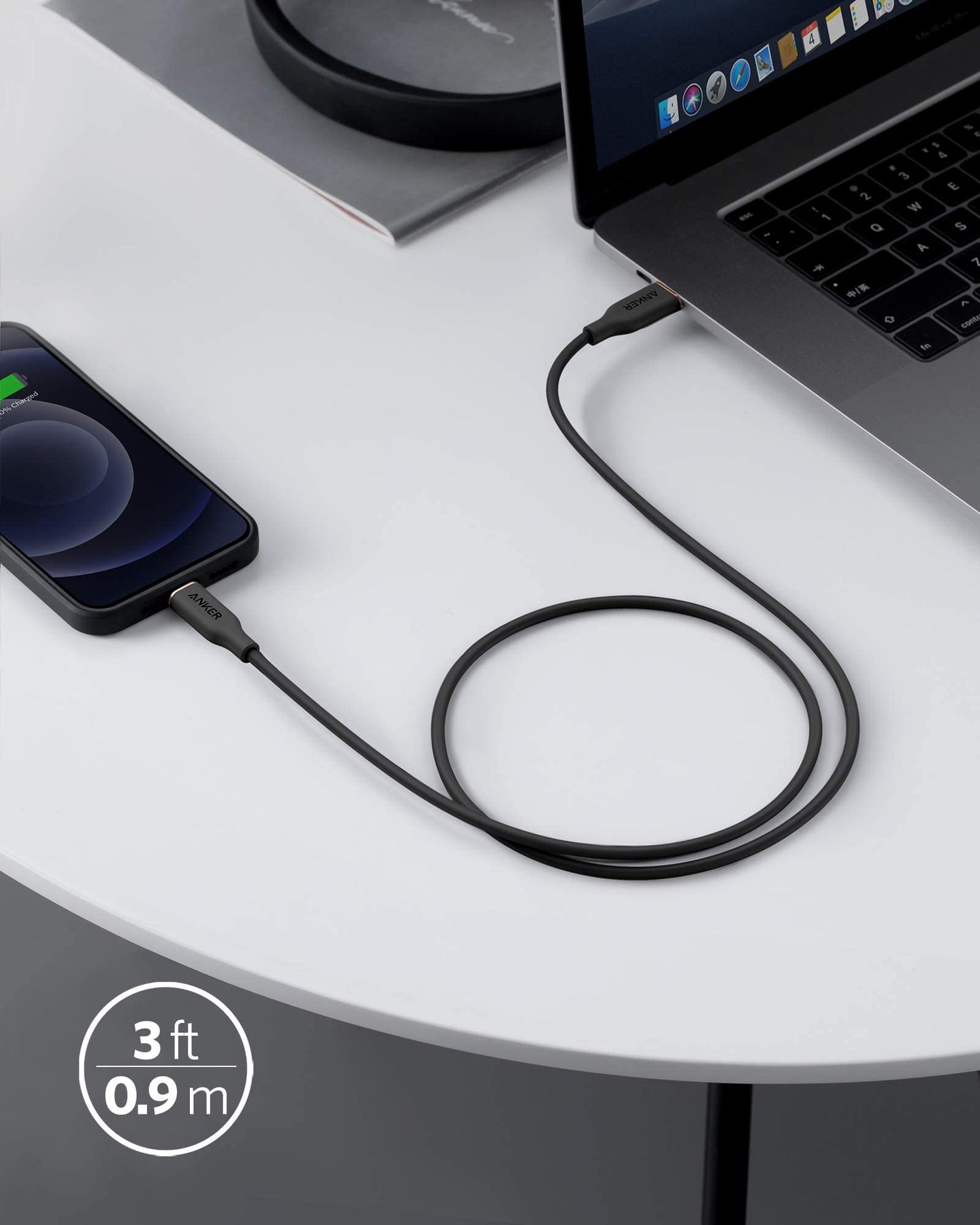 Anker USB C to Lightning Cable, MFi Certified Powerline III Flow Silicone Charging Cable for iPhone 13 13 Pro (Cloud White, 6ft)