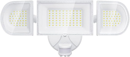 iMaihom 150W Motion Sensor Light Outdoor, 15000LM 6500K LED Security Floodlights, 3 Adjustable Head Motion Detection Light IP65 Waterproof for Yard Garage White 1pack
