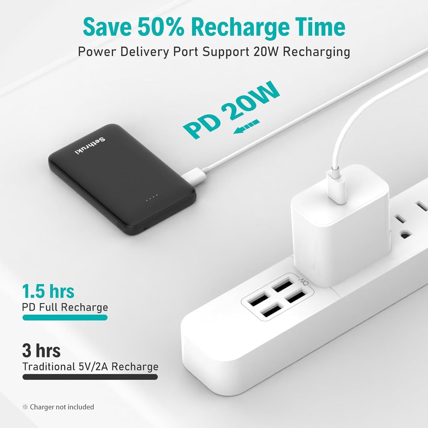 Slim Portable Charger with Built in USB C Cable,20W Fast Charging Power Bank,Small Mini Lightweight Phone Battery Pack 6000mAh,Ultra Thin Travel Essentials for iPhone 17 16 15 Series,Samsung,Android