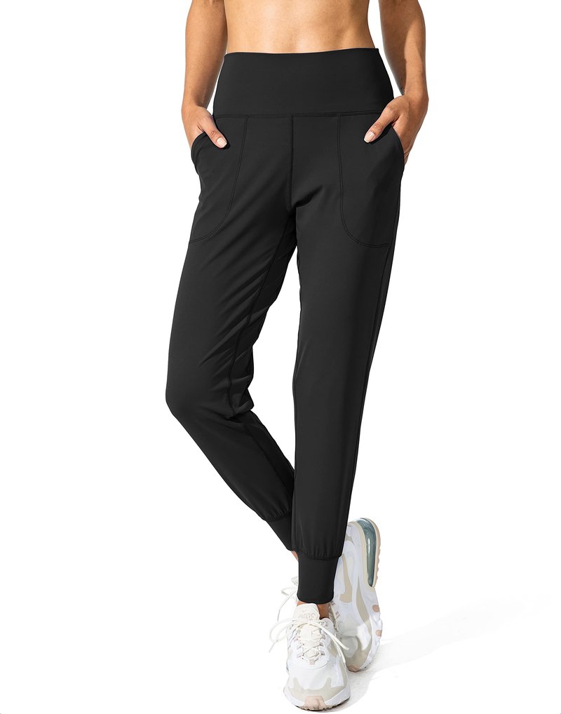 G Gradual Women's Joggers High Waisted Yoga Pants with Pockets Loose Leggings for Women Workout, Athletic, Lounge (Black, Medium)