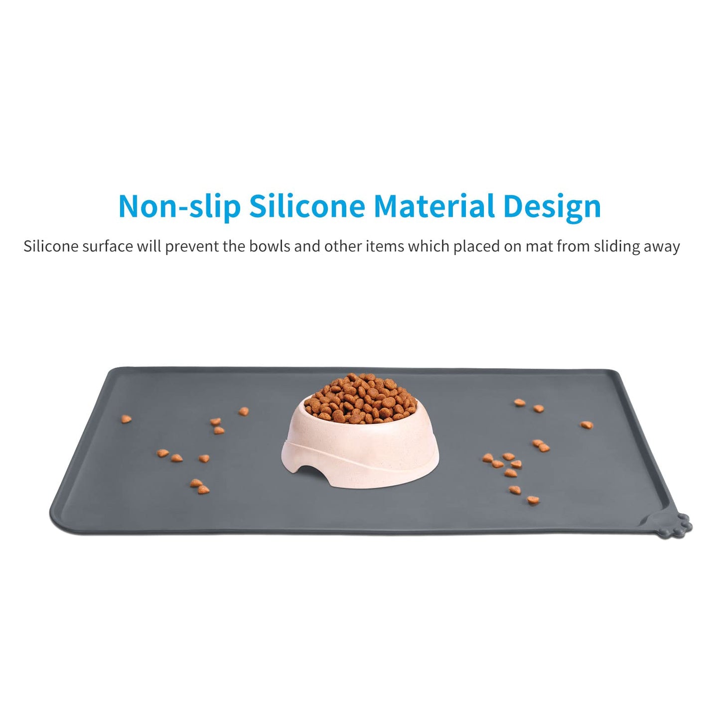 AUDWUD Silicone Waterproof Pet Feeding Mats,Anti Slip Bowl Pad,Dog Mat for Food and Water