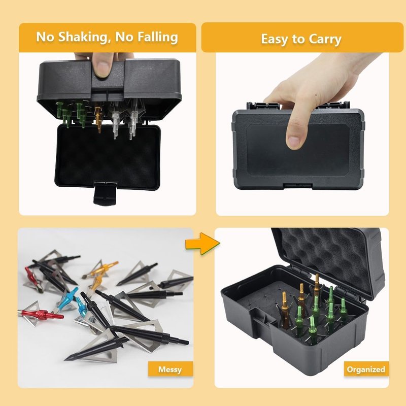 Broadhead Box Storage Case | Outdoor Arrow Tips Organizer for Compound Bow & Crossbow - Holds 18 Broadheads
