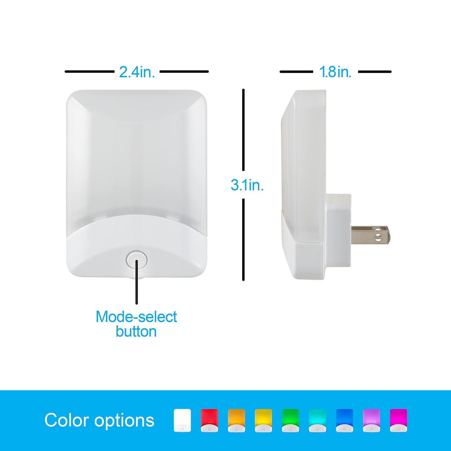 GE Color-Changing LED Night Light, Plug Into Wall, Dusk to Dawn Sensor, Ambient Lighting, for Bedroom, Childrens Room, Nursery, Safety Rated, 1 pack, 34693