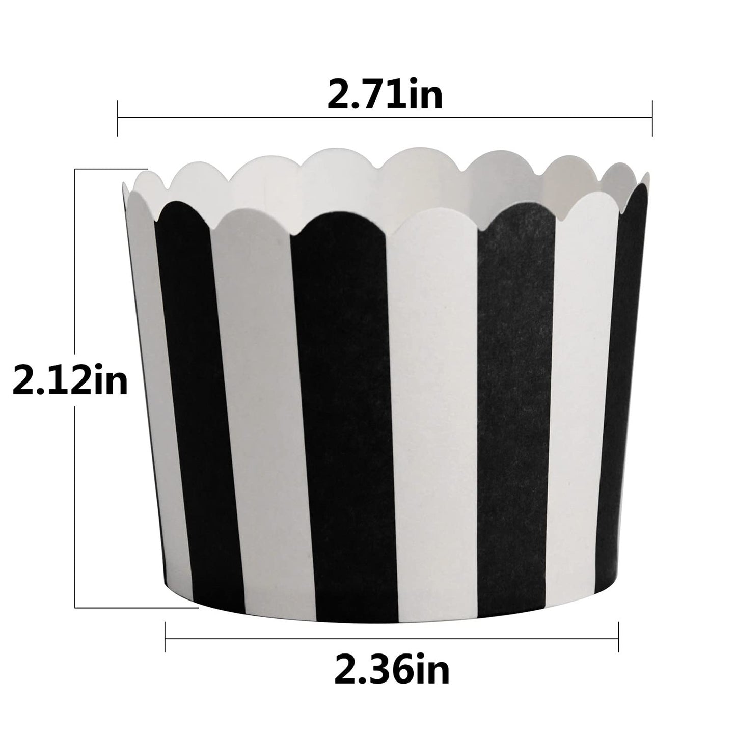 STARUBY 50 Pack Muffin Liners Baking Paper Cups Black and White Stripes Cupcake Liners Elegent Muffins Baking Cups Cupcake Wrappers for Birthday Parties, Weddings, Bottom Dia 2.36 Inch