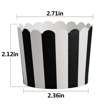 STARUBY 50 Pack Muffin Liners Baking Paper Cups Black and White Stripes Cupcake Liners Elegent Muffins Baking Cups Cupcake Wrappers for Birthday Parties, Weddings, Bottom Dia 2.36 Inch