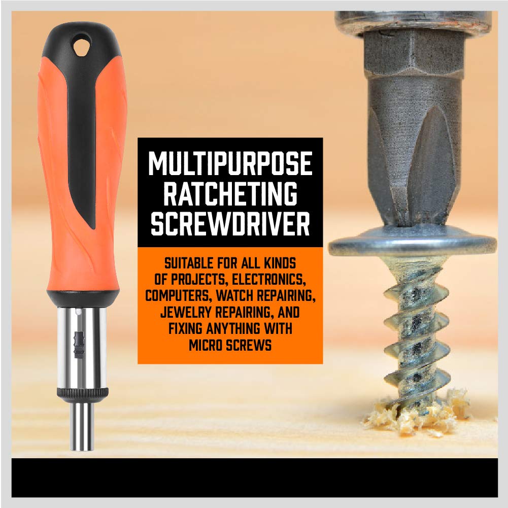 124-Piece Magnetic Screwdriver Set with Plastic Racking, Precision Screwdrivers, Magnetizer, Demagnetizer, Allen Keys, Nut Drivers, Ratchet Handles, Sockets & More - DIY Tools for Men, Tools Gift