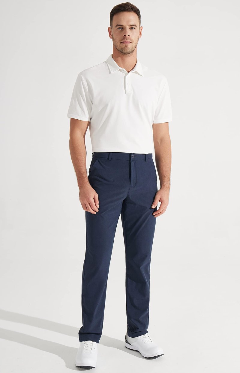 Libin Mens Golf Pants Classic Fit Stretch Work Dress Pants 32" Quick Dry Lightweight Business Casual Trousers Comfort Water Resistant, Navy Blue, 28W x 32L