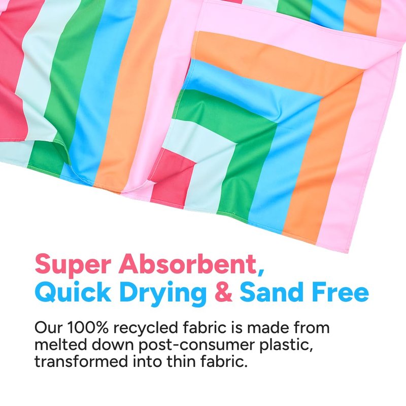 Dock & Bay Beach Towel - Quick Dry, Sand Free - Compact, Lightweight - 100% Recycled - Includes Bag - Tutti Frutti - Extra Large (200x90cm, 78x35)
