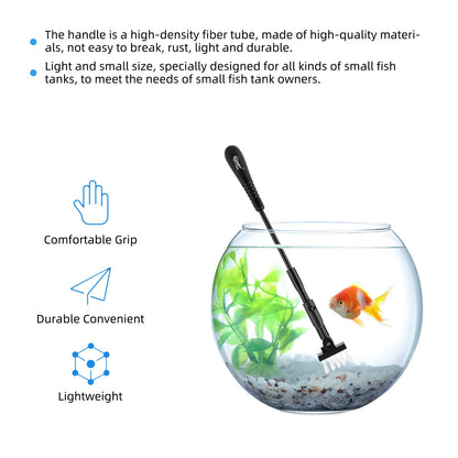 hygger Small Fish Tank Cleaner, Aquarium Cleaning Tools Kit with Handle, Seaweed Scraper, Fishing Net, Sponge Brush,Wall Brush (S)