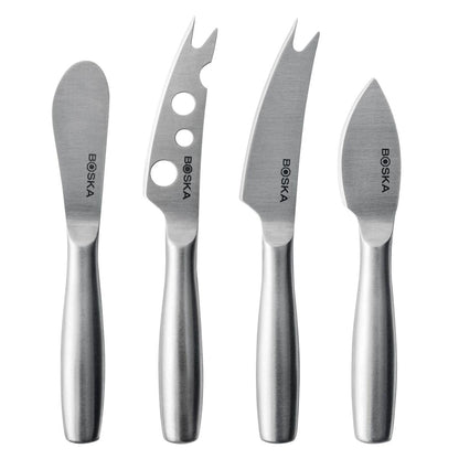 BOSKA Stainless Steel Cheese 4 Knife Set - Mini Copenhagen Knives For All Types of Cheese - Silver Non-Stick - Dishwasher Safe - For Kitchen Cooking