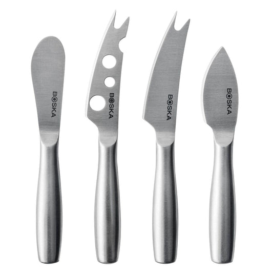 BOSKA Stainless Steel Cheese 4 Knife Set - Mini Copenhagen Knives For All Types of Cheese - Silver Non-Stick - Dishwasher Safe - For Kitchen Cooking