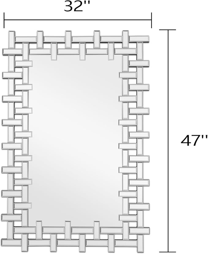 Decorative Mirror for Living Room, 47'' x 32'' Large Wall Mirror with Beveled Glass Frame, Modern Accent Mirror for Dining Room, Entryway, Fireplace, Bedroom