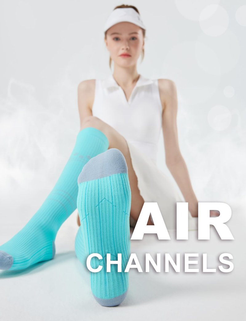 FITRELL 3 Pairs Compression Socks for Women and Men 20-30mmHg - Support for Travel, Running, Nurse, Knee High, Mint/Peachy/Haze Blue S/M
