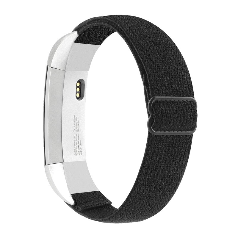 Adjustable Elastic Bands Compatible with Fitbit Alta/Alta HR, Soft Stretchy Nylon Sports Breathable Replacement Wristbands for Women Men (Black)