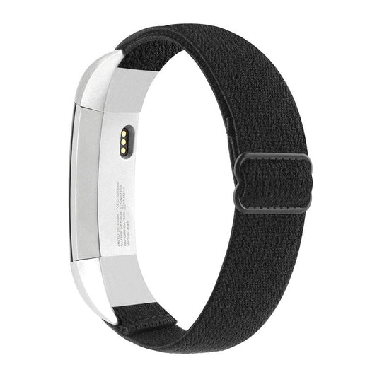 Adjustable Elastic Bands Compatible with Fitbit Alta/Alta HR, Soft Stretchy Nylon Sports Breathable Replacement Wristbands for Women Men (Black)