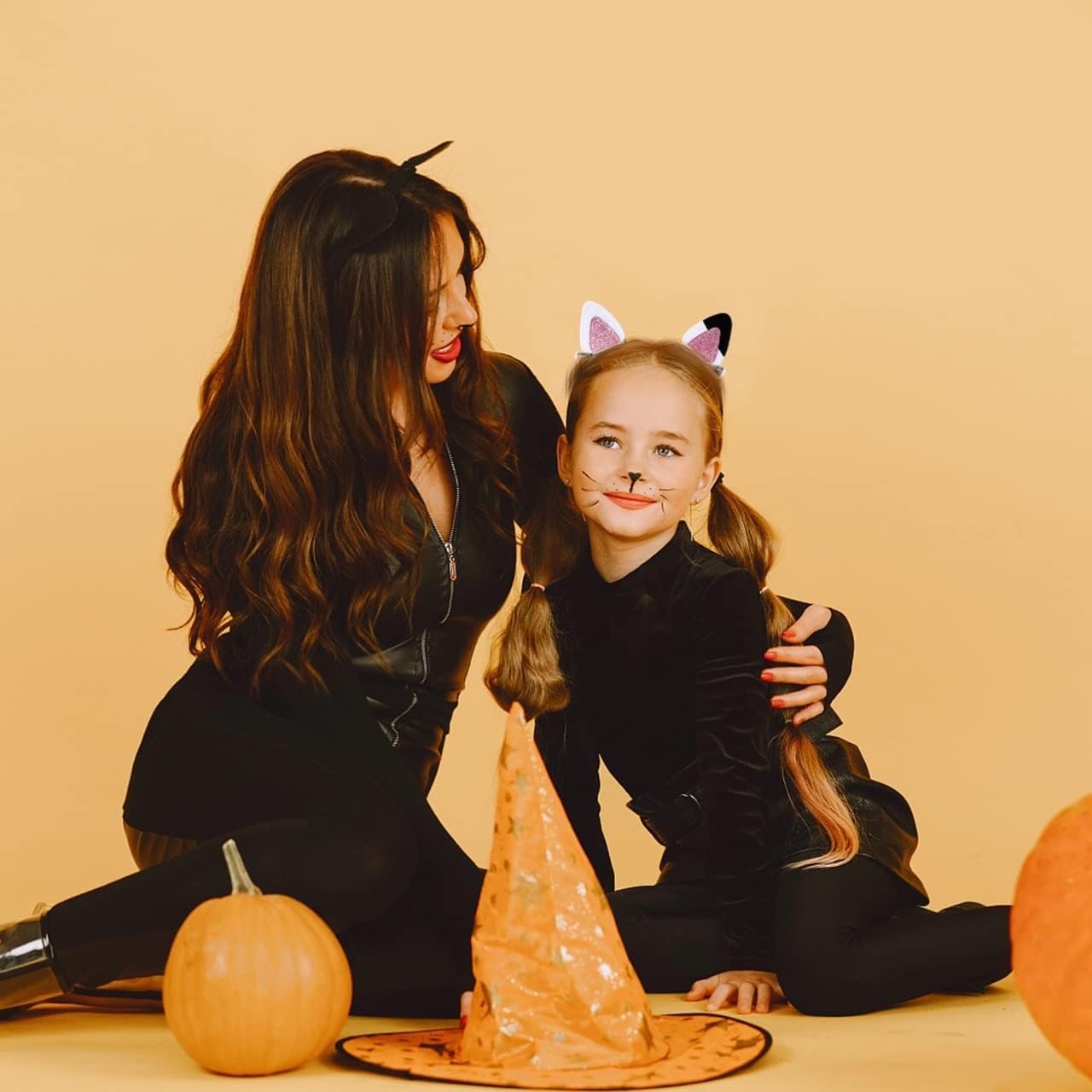 Cat Ears Hair Clips for Girls Cute Glitter Accessories Toddlers Pins Halloween Costume Party Supplies White & Pink 2 Count (Pack of 1)