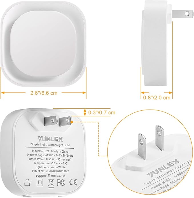 2 Pack Warm White Night Light, Gentle Eye-Care with Dimmable Soft Glow & Indirect Reflection, Auto Dusk to Dawn Sensor, Plug in Nightlight for Nursery, Kids Room, Bedroom, Hallway