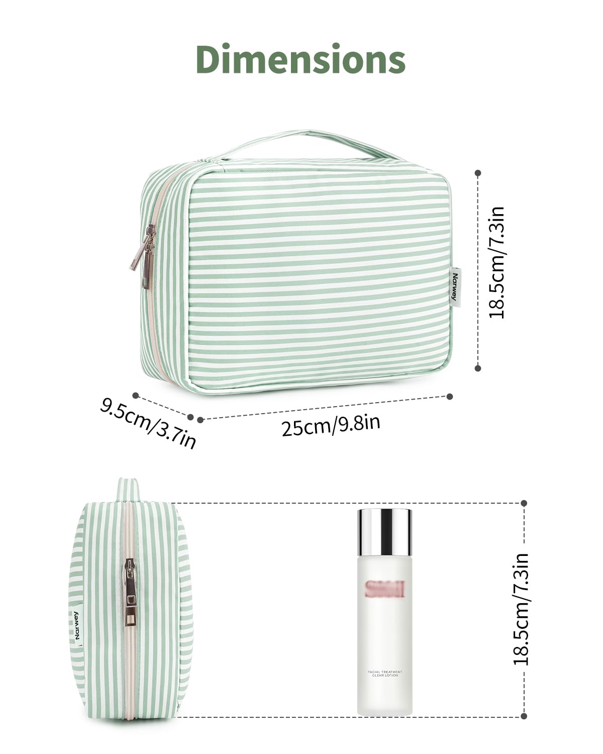 Travel Hanging Toiletry Wash Bag Toiletry Bags for Women Toiletries Bag Washbag Makeup Cosmetic Organizer for Men Girls (Mint Green Stripe)
