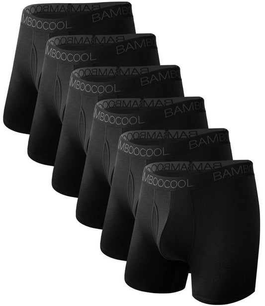 BAMBOO COOL Moisture-Wicking Soft Men's Underwear Boxer Briefs for Men With Open Fly Pouch (6 pack) M