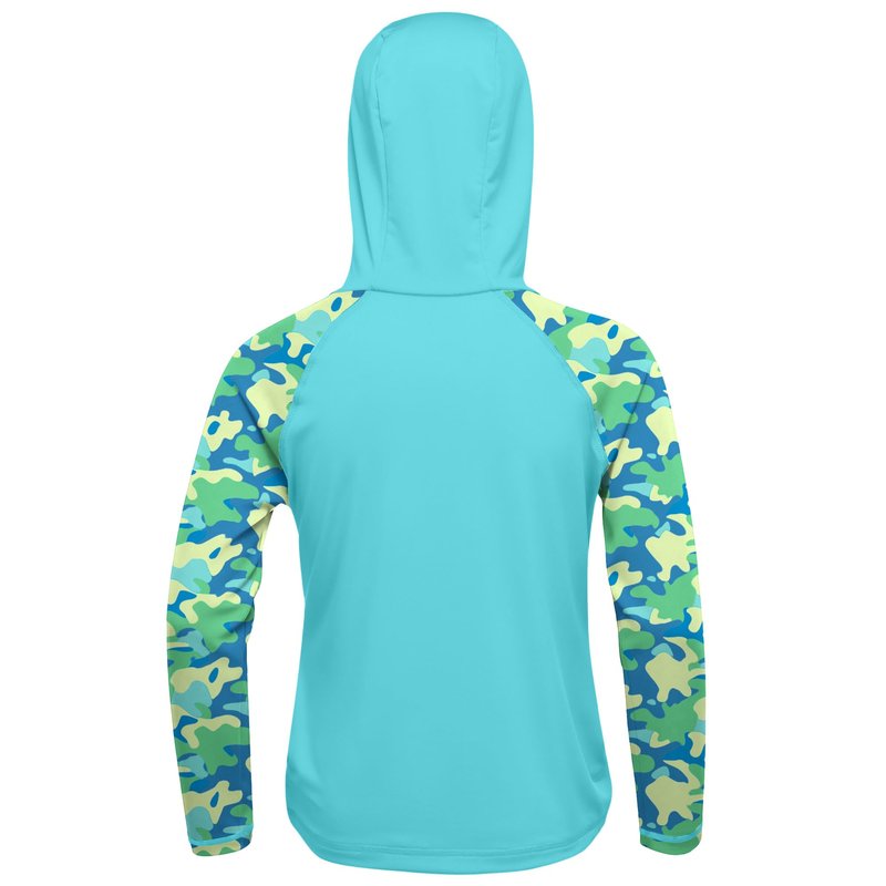 DRONIRING Boys Rash Guard Swim Hoodie, UPF 50+ UV Sun Protection Long Sleeve Fishing Shirt, Kids Youth SPF Water Shirts Crystal Blue