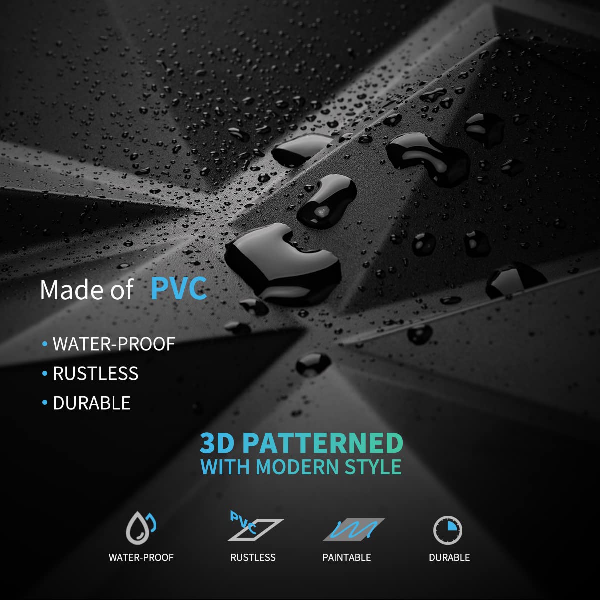 Art3d Decorative 3D Wall Panels in Diamond Design, 12"x12" Matt Black for Home and Office Decor (33 Pack)