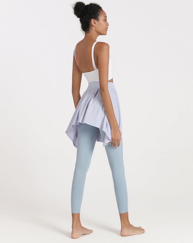 PEHMEA Women's One Piece Straps Yoga Ballet Tennis Jogging Skirts Tie Up Skirts Cover Up (Light Blue, One Size)