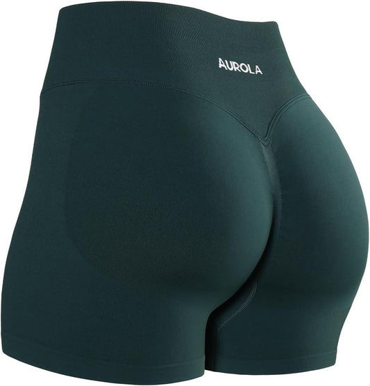 AUROLA Women's Squat Proof Workout Shorts - No Roll Up Seamless Compression | 2.5-6.5 Sizes
