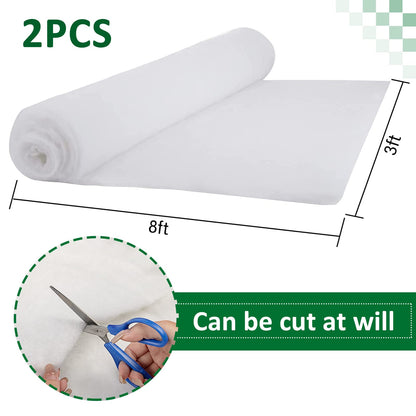 Cosweet 2 Pack 3 x 8 Ft Fake Snow Blanket, Thickened Christmas Faux Sheet, Artificial Roll for Crafts, Birthday Gifts, Village Display, Photo Prop