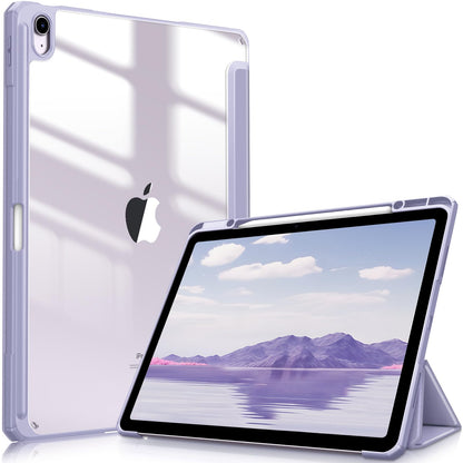 FINTIE Hybrid Case for iPad Air 13-inch (M3) 2025, (M2) 2024, [Built-in Pencil Holder] Shockproof Cover with Clear Transparent Back Shell, Auto Wake Sleep, Lilac Purple