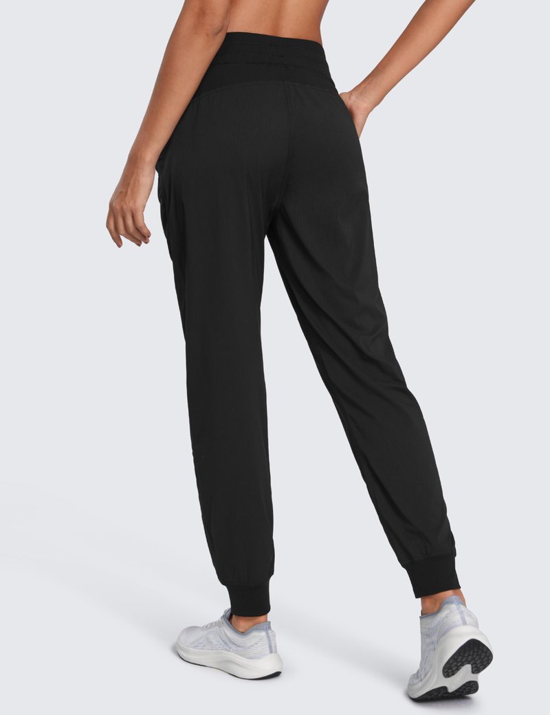 CRZ YOGA Lightweight Workout Joggers for Women 30.5" - Outdoor Running Casual Pants with Pockets Black Medium