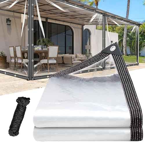 Clear Tarp 6x10 ft -Heavy Duty 14Mil Waterproof PVC Vinyl Tarpaulin with Reinforced Edges & Aluminum Alloy Grommets,Transparent Cover for Patio,Porch,Pool,RV,Outdoor Use
