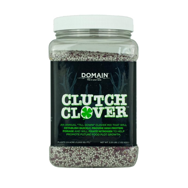 Domain Outdoor Clutch Clover Food Plot Seeds for Deer, 3 Special Varieties of Annual Clover, Establish Quickly, Attracts Deer, Protein Source, Good for Plot Rotations, Improves Soil, ¼ Acre