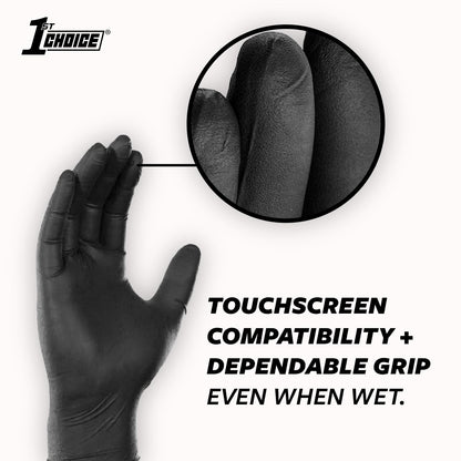 1st Choice XL Nitrile Gloves, Black Gloves Disposable Latex Free, Textured Black Gloves for Cooking - 5 mil, Box of 100