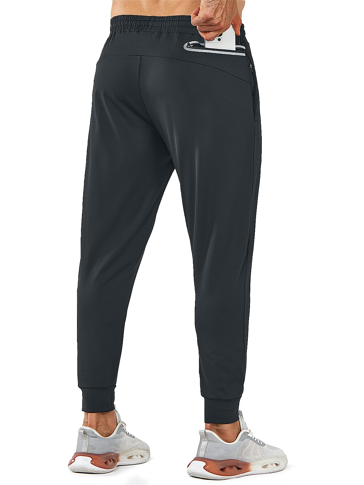 NORTHYARD Men's Joggers Pants with Zipper Pockets Lightweight Sweatpants Athletic Running Workout Track Pants for Men Black L