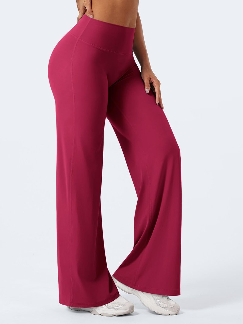 YEOREO Workout Leggings Womens No Front Seam Straight Leggings 31.5" High Waist Buttery Eddiy Gym Yoga Pants Ruby Red XL