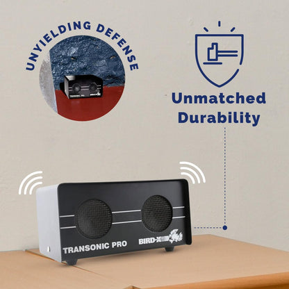 Bird-X Transonic PRO, Sonic and Ultrasonic Critter-Preventer and Scarer with 2 Speakers, Ideal for Indoor Areas, Covers up to 3,500 sq. ft., 6"x3"x3"