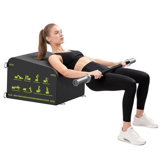 Hip Thrust Bench, Multi-Functional Slip-Free Hip Thrust Machine for Glute Bridge, Box Jump, Push-Ups, Squat, Ab Exercise, Suitable for Home & Gym, Includes Olympic Bars 4ft