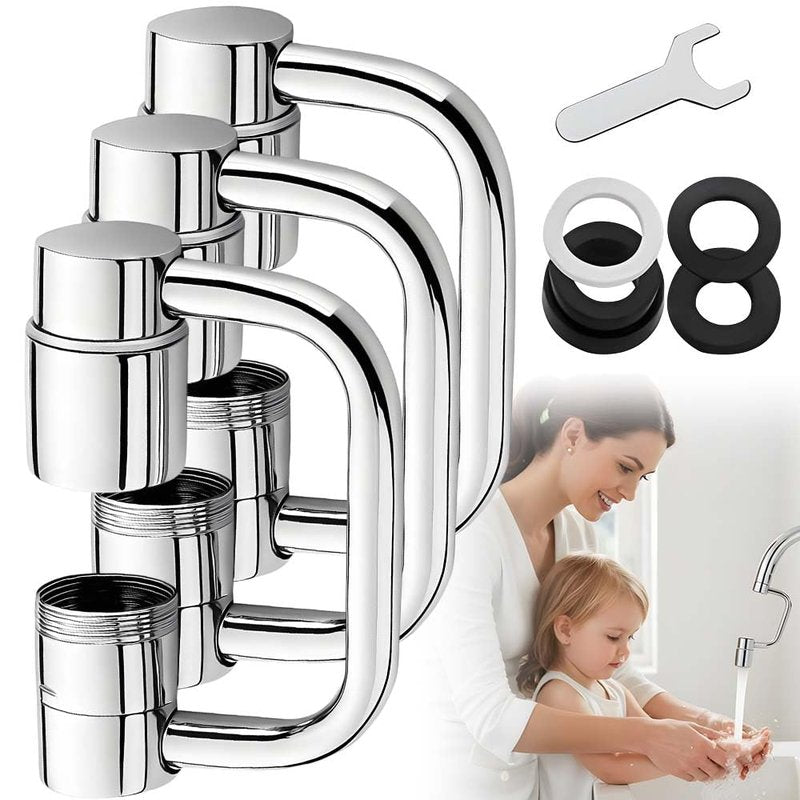 Rotatable Faucet Aerator Extension, 2026 New Universal Sink Faucet 1440° Rotatable Faucet Aerator Extension, U Shaped Faucet Extender, 360° Rotating Faucet Extender for Bathroom Sink/Kitchen (3 PCS)