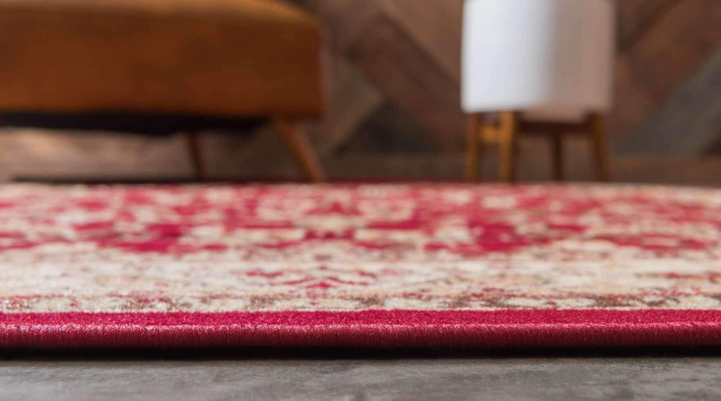 Unique Loom Sialk Hill Collection Area Rug - Washington (9' x 12' Rectangle Burgundy/Cream)