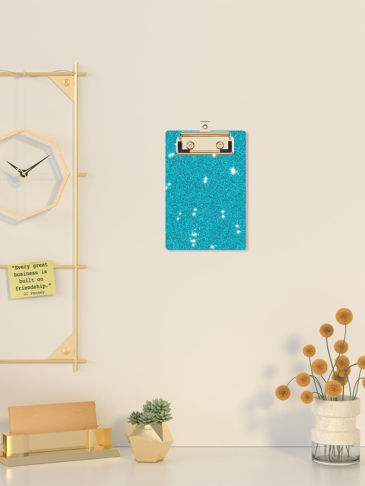 Acrylic Clipboards, Fashion Glitter Clipboard, Size 4" x 6", Cute Confetti Clipboards for Women, Desk Office Supplies and Accessories.Teal