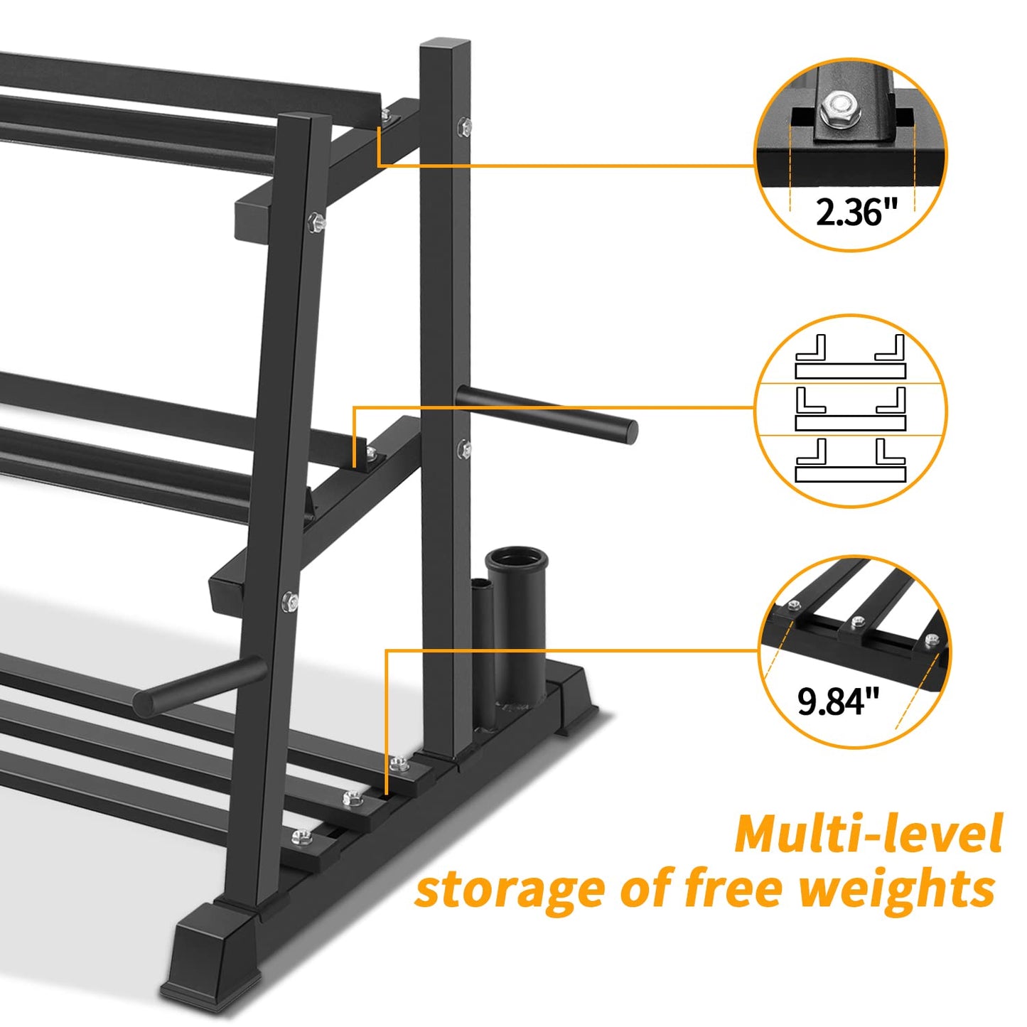 Dumbbell Rack, Bongkim Dumbbell Set with Rack Stand, Dumbbells Weights Rack for Home Gym, Weight Rack for Dumbbells, Kettlebells, and Weight Plates 1100LBS
