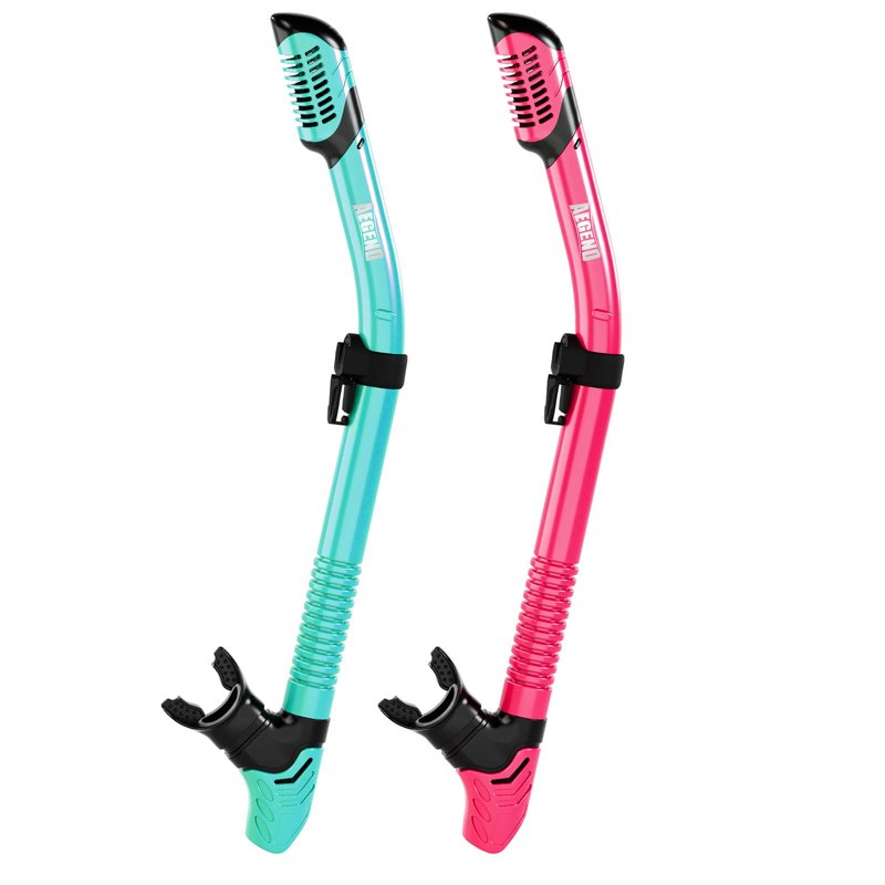 Aegend Diving Dry Snorkel for Adult & Youth - Foldable Snorkeling Gear with Top Dry Valve, Perfect for Snorkeling, Freediving, Swimming and Scuba Diving (Cyan & Rose Red)